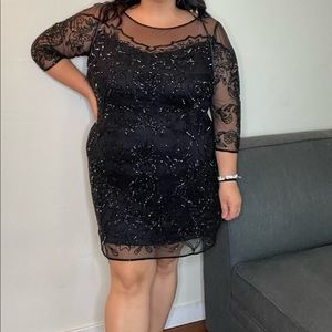 Pisarro Nights black knee length plus size dress